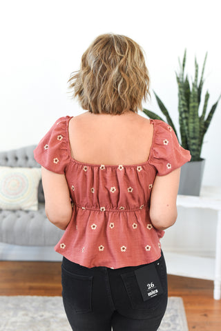 Daisy Puff Sleeve Pleated Blouse Top FINAL SALE