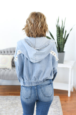 Cammille Lace & Stud Denim Jacket