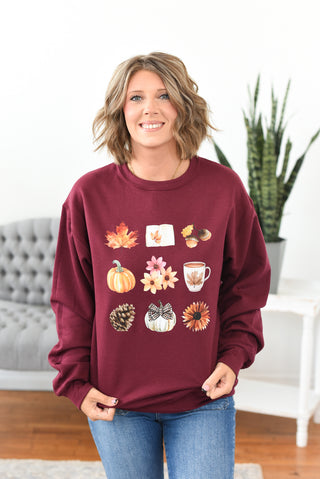 Cozy Autumn Days Collage Pullover Sweatshirt FINAL SALE