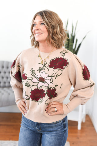Hadley Bubble Sleeve Floral Sweater