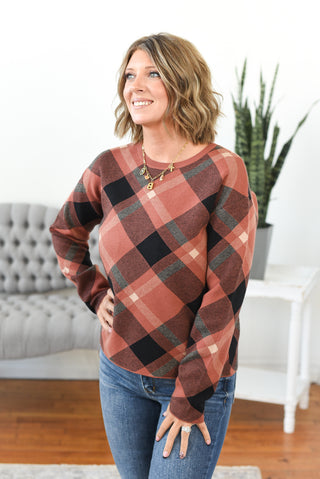 Autum Checked Jacquard Sweater Knit Top