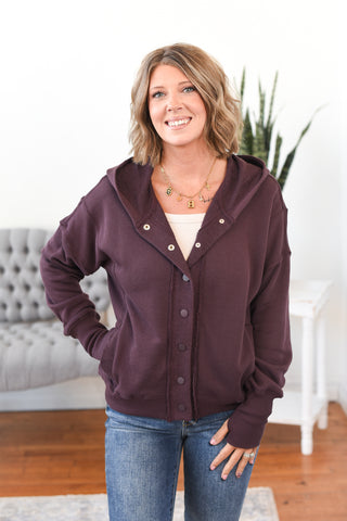 Lucey Snap Button Down Hoodie Jacket