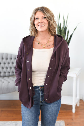 Lucey Snap Button Down Hoodie Jacket