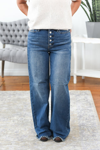 Juna High Rise Button-Fly Wide Leg Judy Blue Jeans