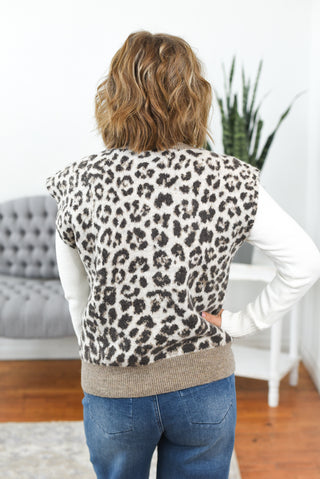 Rory Animal Print Zip Up Sweater Vest