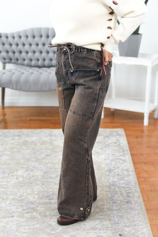Terra Washed Chocolate Cargo Pocket Jeans FINAL SALE