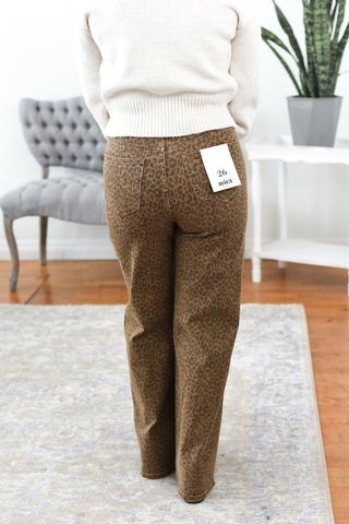 Reina High Rise Animal Print Wide Leg Mica Jeans