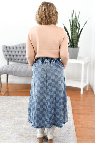 Bronwyn Checkered Denim Skirt