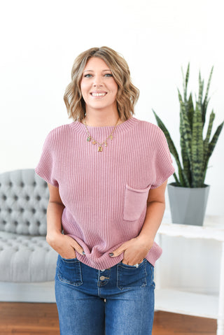 Marie Mock Neck Short Sleeve Sweater