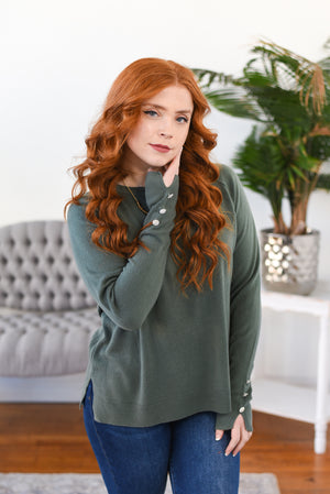 Brooke Button-Sleeve Sweater