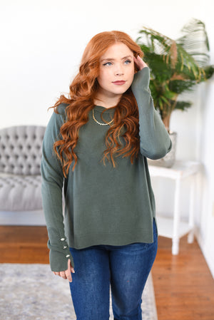 Brooke Button-Sleeve Sweater