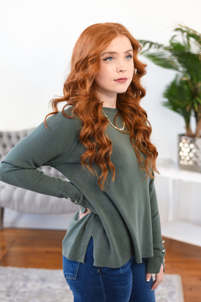 Brooke Button-Sleeve Sweater FINAL SALE