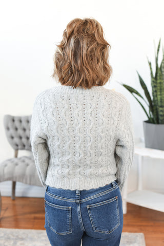 Amelie Scallop Pattern Ribbon Bow Sweater Cardigan