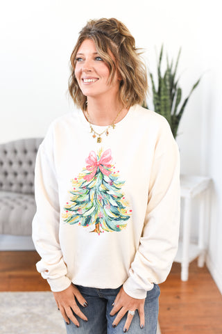 Watercolor Christmas Tree Pullover Sweatshirt (MADE TO ORDER)