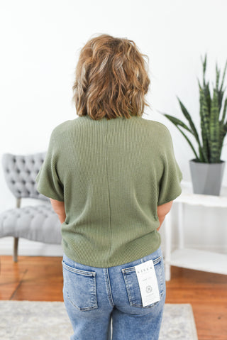 Isabel Mock Neck Side Shirred Knit Top