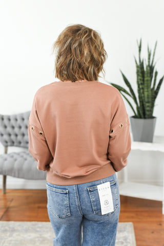 Chai Dreams Gold Grommet Sweatshirt FINAL SALE