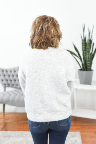 Ellie Floral Applique Mock Neck Sweater