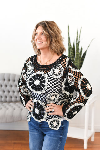 Jaclyn Floral Crochet Cover Up Top