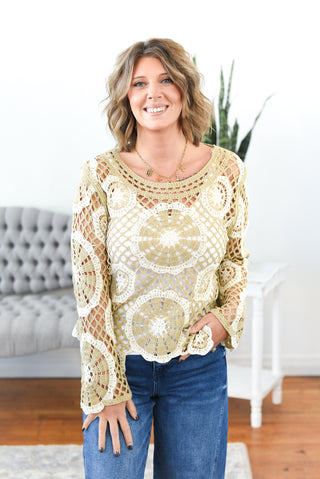 Jaclyn Floral Crochet Cover Up Top FINAL SALE