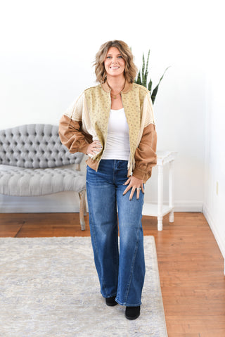 Lynda Mixed Media Boho Oversized Jacket