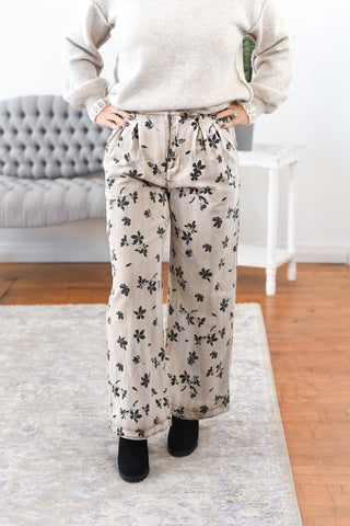 Faye Floral Washed Wide Leg Pants