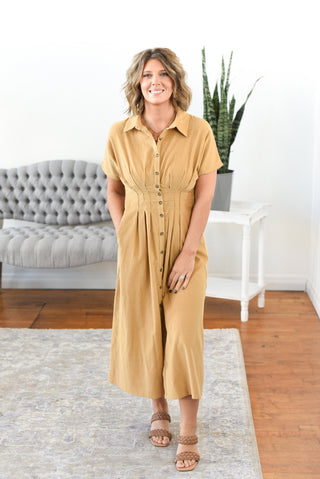 Goldie Button Up Corduroy Midi Dress