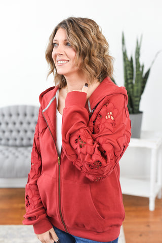 University Full Zip Hoodie - Love Story Crimson