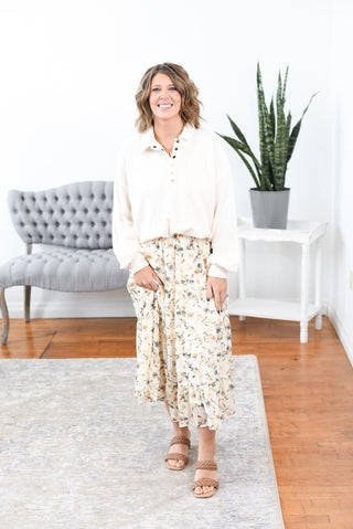 Fionah Floral Tiered Chiffon Skirt