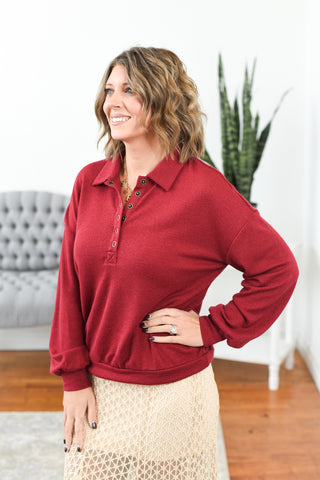 Cameryn Half Snap Button Knit Top