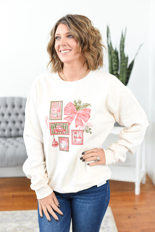 Christmas Stamps Pullover Sweatshirt (MADE TO ORDER)