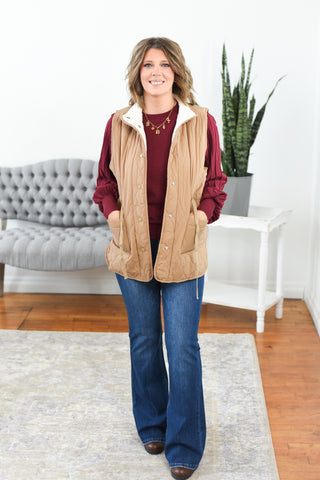 Stella Snap Button Quilted Vest FINAL SALE