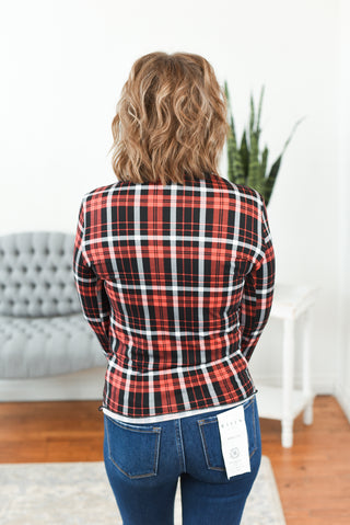 Candy Cane Plaid Mock Neck Top FINAL SALE