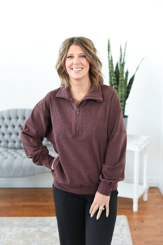 Aniston Quarter Zip Pullover Top