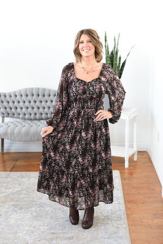 floral chiffon midi dress Floral Chiffon Midi Dress, Sand