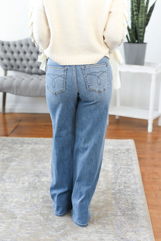 Ellison Mid Rise Wide Leg Judy Blue Jeans