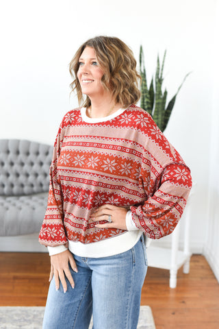 Noelle Snowflake Print Top FINAL SALE