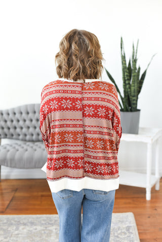 Noelle Snowflake Print Top FINAL SALE