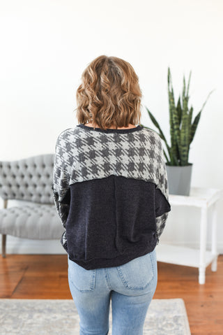 Harrison Houndstooth Print Hacci Top