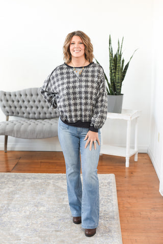 Harrison Houndstooth Print Hacci Top