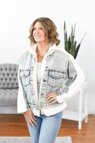 Mollie Denim Sherpa Contrast Jacket