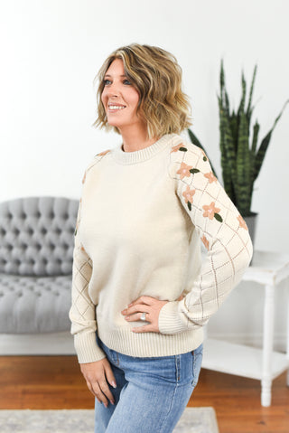 Cynthia Floral Embroidered Crew Neck Sweater