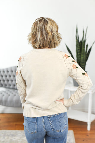 Cynthia Floral Embroidered Crew Neck Sweater