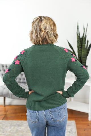 Cynthia Floral Embroidered Crew Neck Sweater