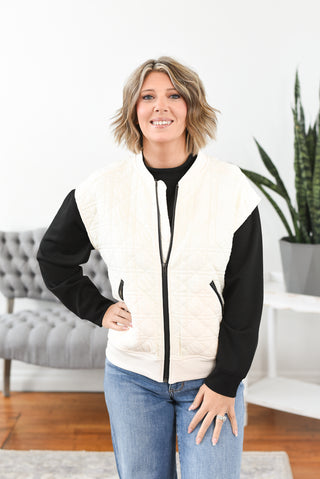 Quincy Quilted Jersey Knit Zip Up Vest