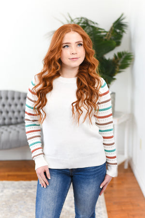 Matty Stripe-Sleeve Sweater