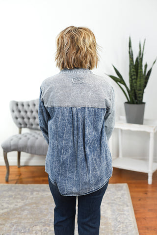 Malika Mixed Striped Denim Oversized Shirt