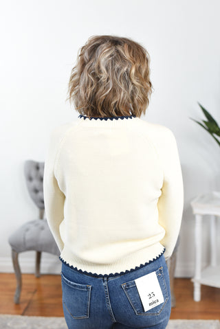 Navey Contrast Stitch Sweater