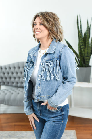 Axyl Denim Fringe Jacket