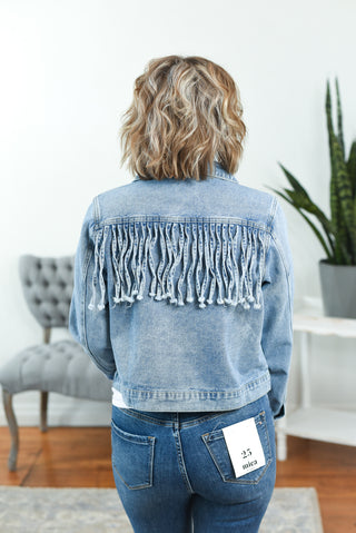 Axyl Denim Fringe Jacket