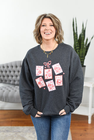 Valentine Stamps Pullover Sweatshirt (MADE TO ORDER)